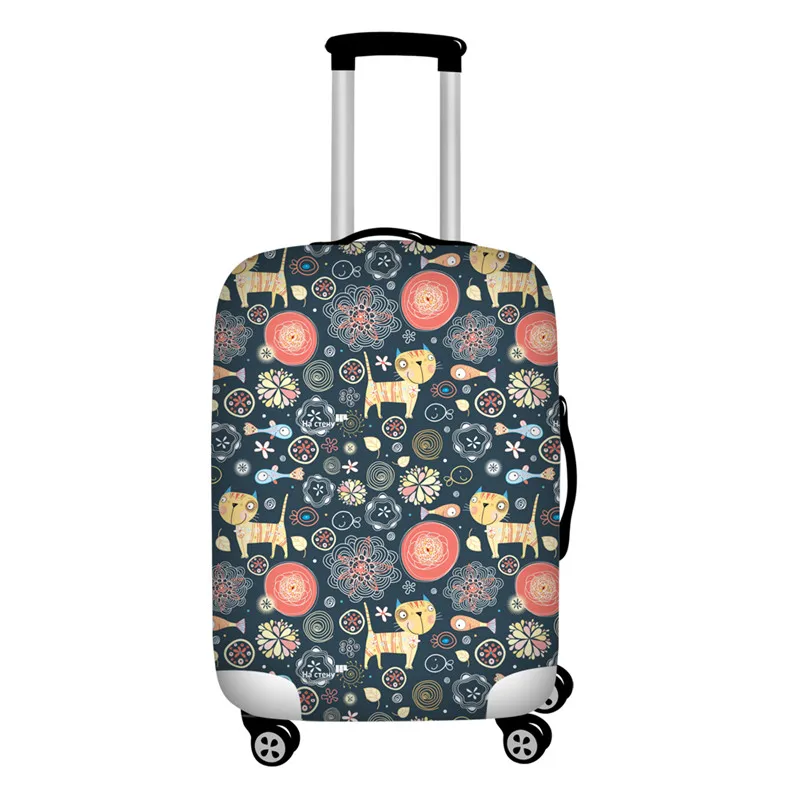 Twoheartsgirl Cartoon Floral Cat Giraffe Luggage Protective Dust Cover Waterproof 18''-32'' Suitcase Cover Traveling Accessories - Цвет: Z5461