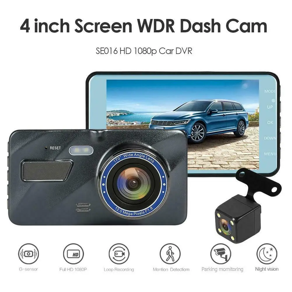 Автомобильный видеорегистратор 4 дюйма IPS сенсорный экран Камера заднего вида