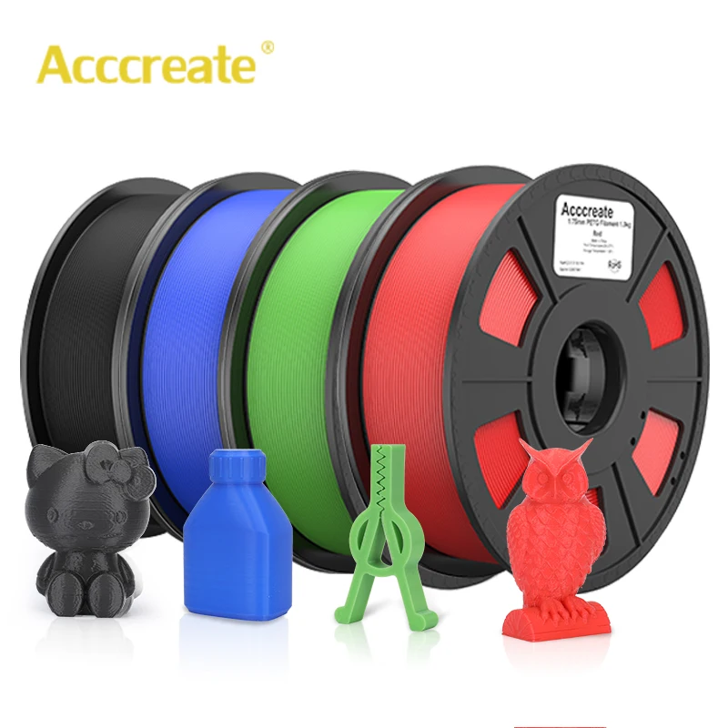 

Acccreate 3D Printer PETG Filament 1.75 mm 3D Printing Material Accuracy +/- 0.02 mm, 1 kg Spool, Fit Most FDM Printer