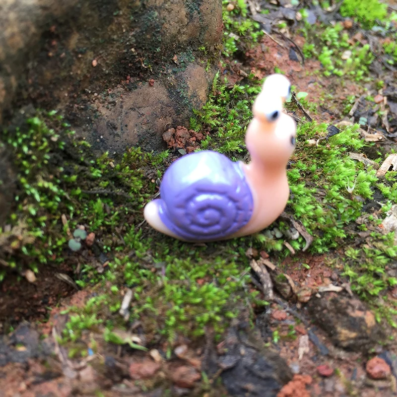 Мини милый, с большими глазами Улитка Фея Сад миниатюры украшение садового орнамента микро бонсай для пейзажа фигурка полимерные садовые изделия - Цвет: Purple