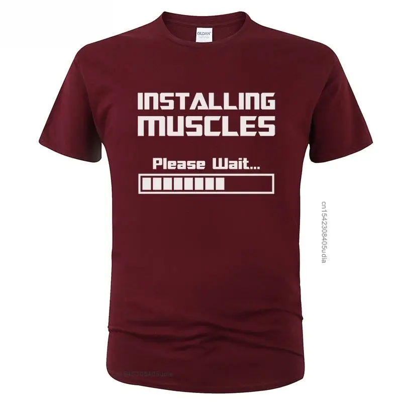 

New Tshirts Installing Muscles Please Wait Loading Bar Funny Print T Shirt Men Women Summer Cotton Short Sleeve Cool Tees