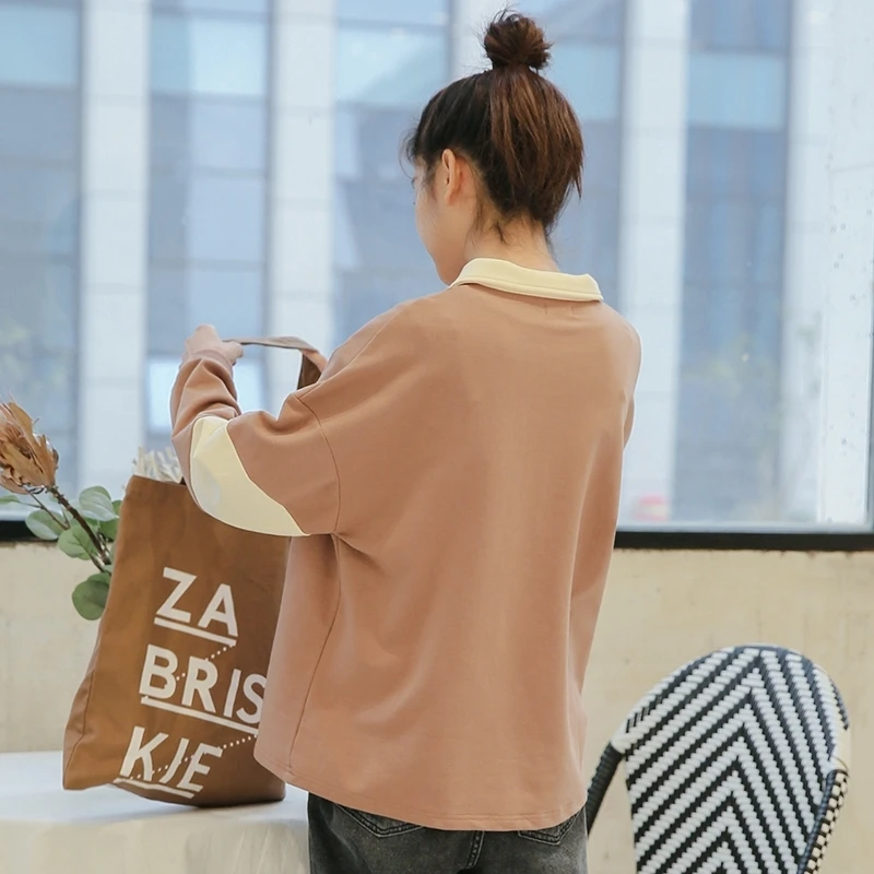 Осень зима 2020 Женская толстовка корейская мода повседневная Harajuku с длинным