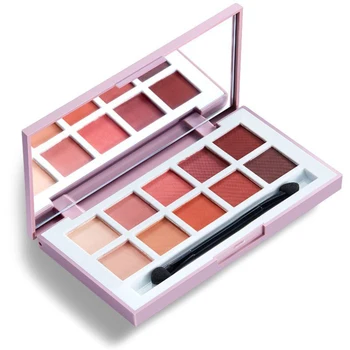 

10 Colors Long-lasting Fine Powder Palettes Natural Matte Eye Shadow Palette with Brush Peach Red Waterproof Eyeshadows NEW D42