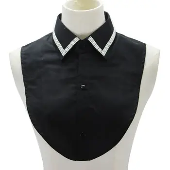 

Women Vintage Cotton Detachable Lapel Half-Shirt Imitation Pearl Fake Collar
