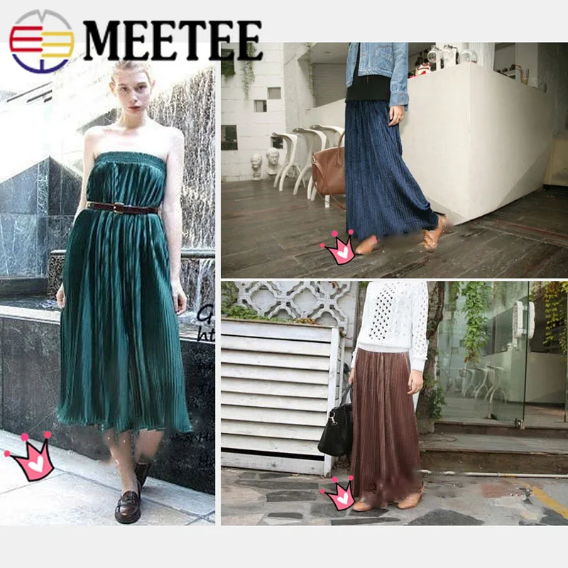 Meetee 50/100 см X 150 см однотонные Цвет плиссированная Ткань Золотая Бархатная ткань; сезон зима-весна, футболка с юбкой Garment Accessories FA225
