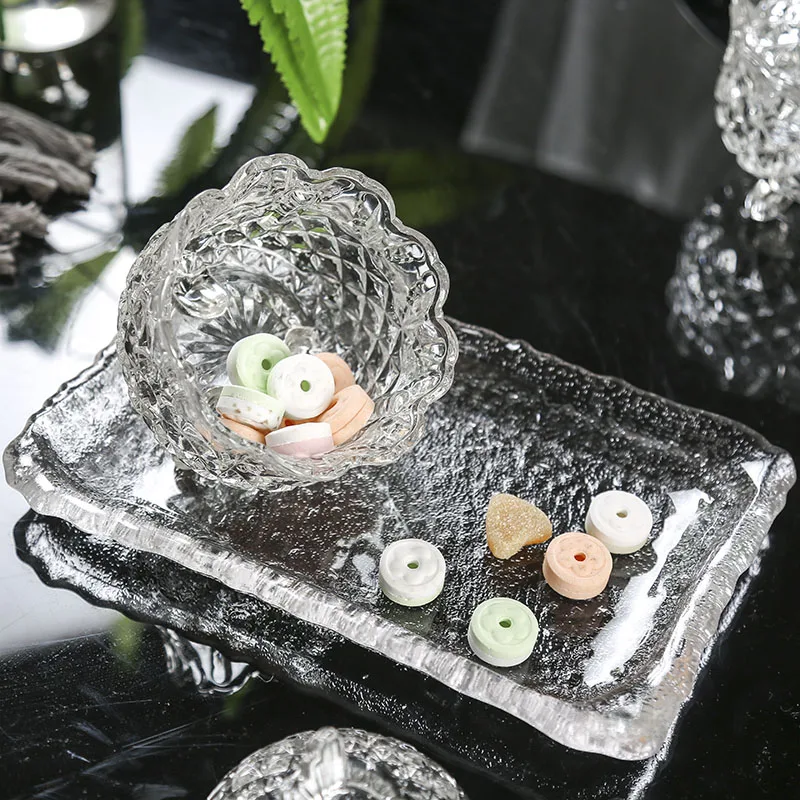 Butterfly Flower Crystal Glass Candy Jar, Dried Fruit Plate, Sugar Bowl, Jewelry Box with Lid, Living Room 4