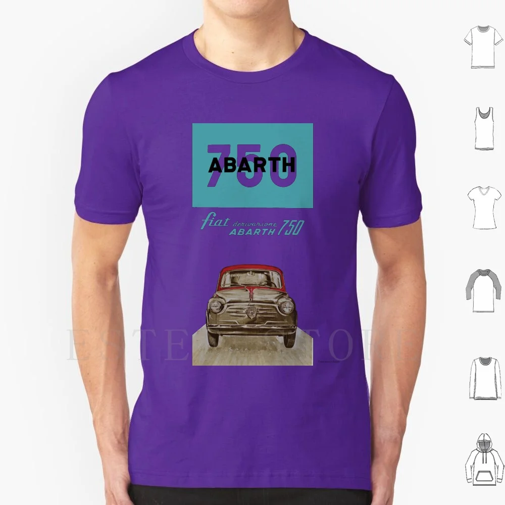 Abarth Fiat 750 T Shirt Cotone Uomo Stampa Fai Da Te Fiat Abarth 500 750 600 Mini Microcar Compact Subcompact City Car Sports Car Car