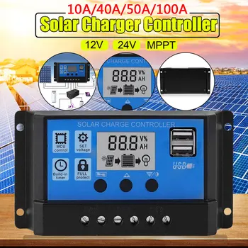 

Vehemo 10A-100A Charge Controller 12V MPPT Solar Charge Inverters MPPT Solar LCD MPPT Controller Regulato Energy Regulator CE