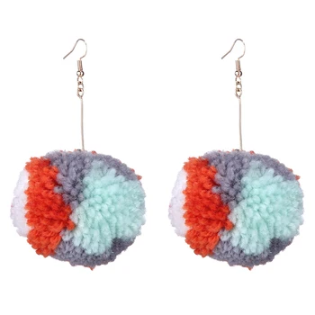 

20 pairs Lovely Big Plush Ball Drop Earrings Fashion Pink Red Pompom Long Earrings For Women Girl Birthday Gifts Accessories