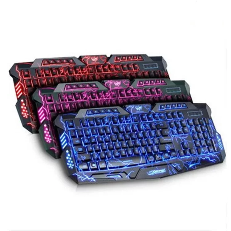 

Factory Direct Selling Burst Crack Backlit Keyboard Three-Color Backlight Gaming Keyboard M200 Cross Border Hot Selling