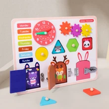 

Kids UnLocking Toy Montessori Baby Busy Board Educational wooden Sensory Activity Board Puzzle For Children 2 year old Game Gift