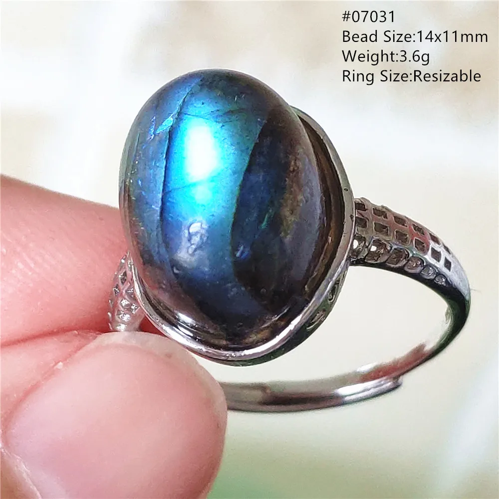 name necklace Genuine Natural Labradorite Blue Light Adjustable Ring 925 Sterling Silver Labradorite Oval Resizable Ring Jewelry AAAAAA gold necklace design