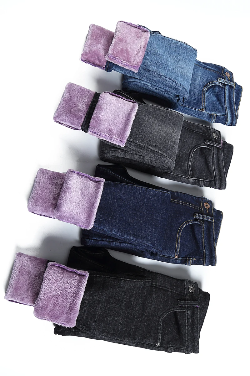 

2019 Women Winter Fleece Jeans New Solid Warm Thicken Denim Pencil Pants Fashion Skinny Jean Pants Sexy Slim Trousers P9199