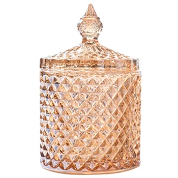 

ELEG-Crystal Glass Storage Jars Sugar Chocolate Cans Diamond Candy Box Cotton Swabs Box For Home