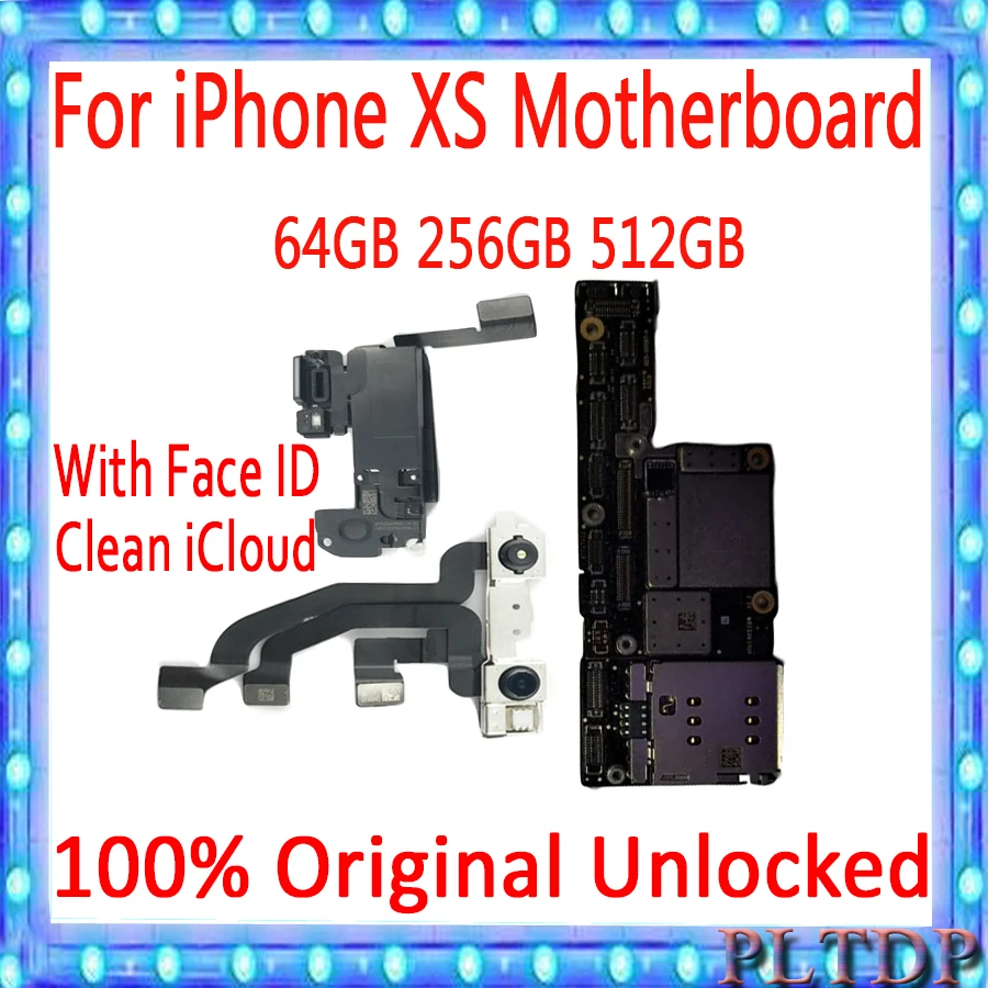 

100% Unlocked Motherboard For iPhone XS Original main board With Face ID Free iCloud IOS Logic Board With Full Chips MB