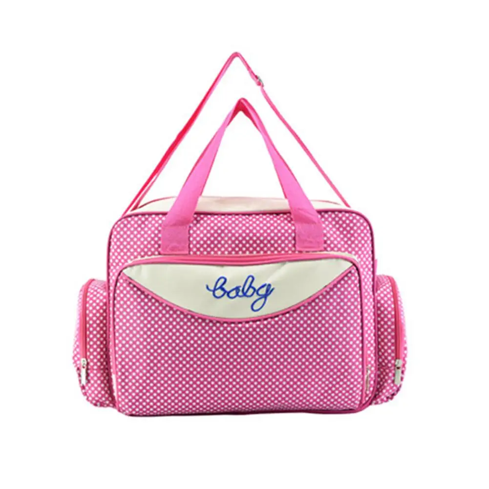 Hot Pink Сумка для подгузников в горошек, многофункциональная, большая емкость, сумка для кормления, водонепроницаемая, для мамы, ребенка, для беременных, посылка для беременных - Цвет: Hot Pink