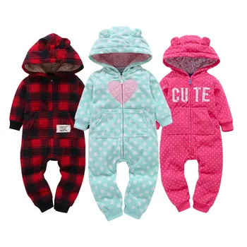 

Cartoon Polka Dot Baby Romper Zipper Cotton Baby Clothing Long Sleeve Hooded Toddler Rompers Spring Infant Clothes 0-24 Months