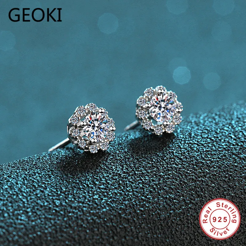 Серьги Geoki 925 пробы серебряные с бриллиантами 0 3 ct VVS1 | Украшения и аксессуары
