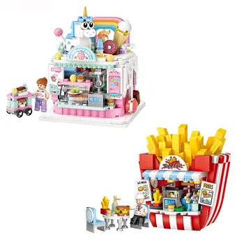 

loz mini building blocks assembled street view toys china street cake fries shop toys for children gifts