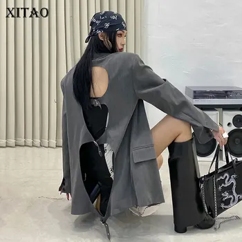 

XITAO Hollow Out Blazer Women Loose Fashion Personality Streetwear Single Breasted All Match 2020 Autumn Women Clothes ZP3363