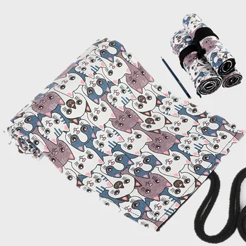 

Brush Bag Artist Watercolor Draw Pen case Cartoon Roll Up Canvas Pencil Bag estuches papeleria korean bag fountain pen case