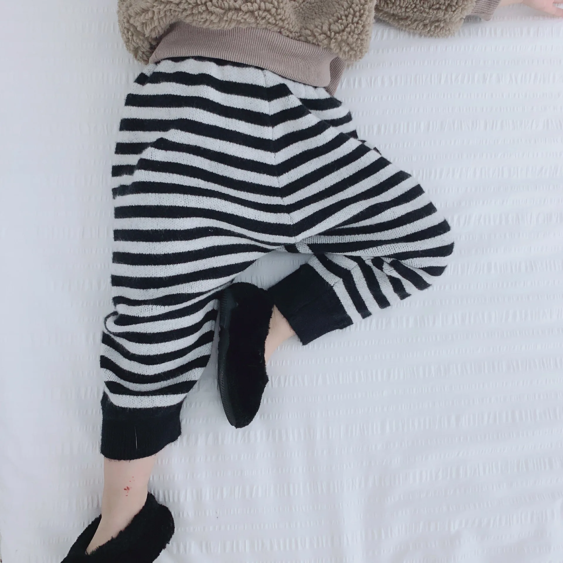 Ukeybaby2019 осенние и зимние Новые товары, полосатые трикотажные шаровары, мужские и женские детские штаны, корейский стиль, повседневные штаны
