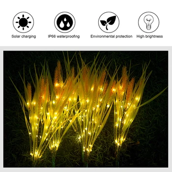 

2x Novelty Solar LED Lights Wheat Shape Outdoor Lawn Pathway Landscape Yard Lamp LED Spot Light Garden Path Landscape Lights