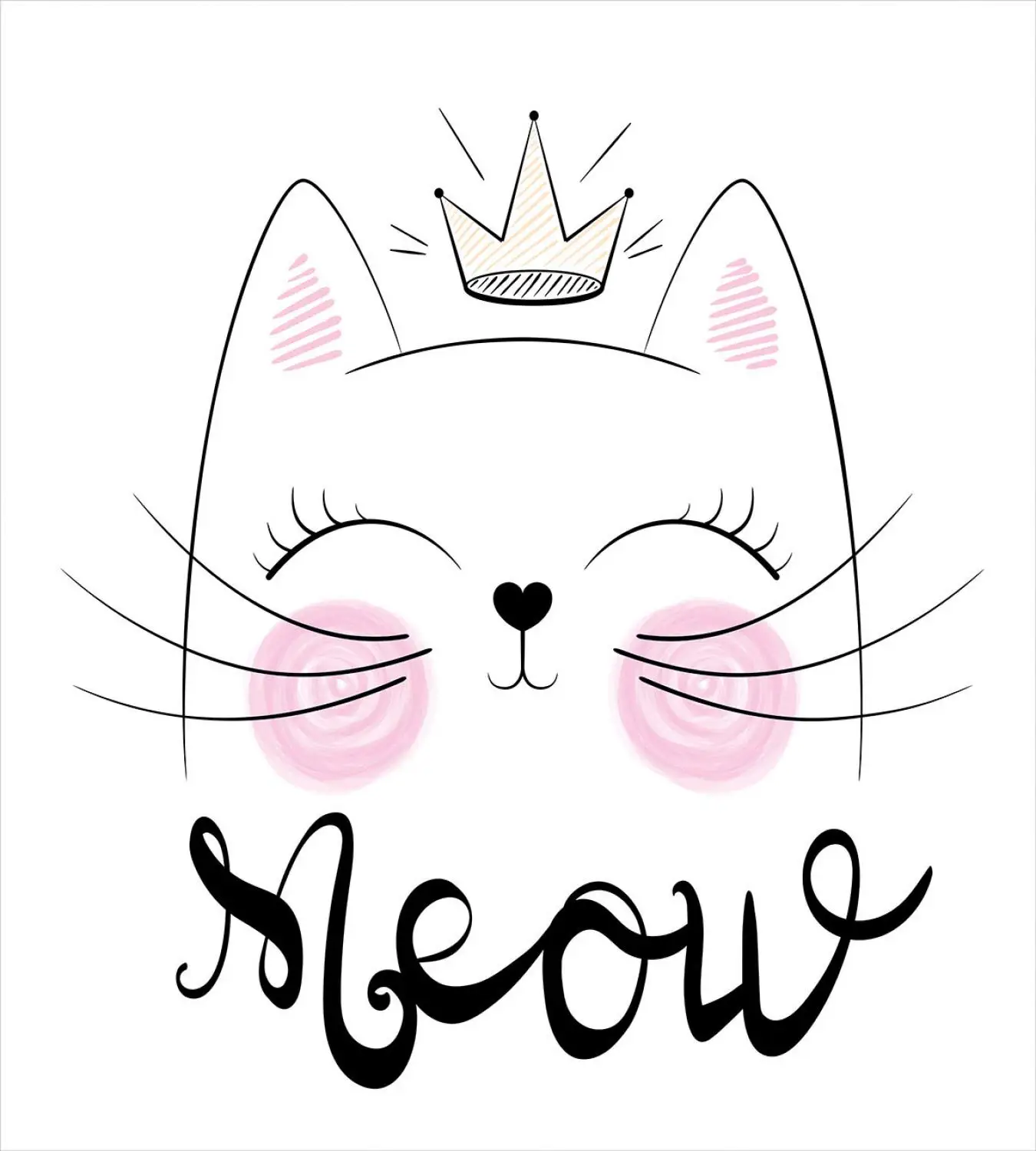 Cat постельное белье мяу каллиграфии принцесса рюмочка с короной нарисованный