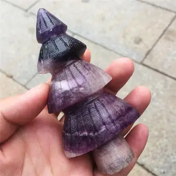 

1pcs AAAA Natural color fluorite hand-carved Christmas tree crystal statue decorated crystal Christmas gift Christmas Eve