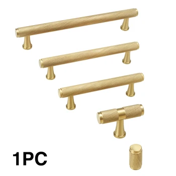 

Kitchen Cupboard Cabinet Pulls Luxury Golden Copper Drawer Handle Door Knobs Furniture Solid Home Wardrobe Knurled T Bar Modern