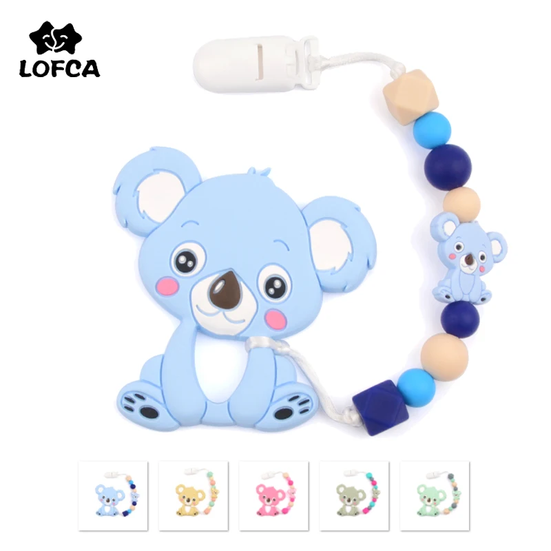 

LOFCA Koala Baby Pacifier Chain Silicone Chewable Teether Pendant BPA Free Food Grade Teething Toys Cartoon Pacifier Chain Clip