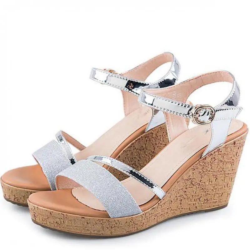 

Comfortable Women's Sandals Fashion Summer Platform Wedges Heel High Heel Sandals Gold