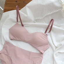 Lencería sexy Lisa para mujer, de corte bajo bralette ultrafino, Media Copa, sin anillo de acero, pecho pequeño, fruncido, sujetador suave y simple