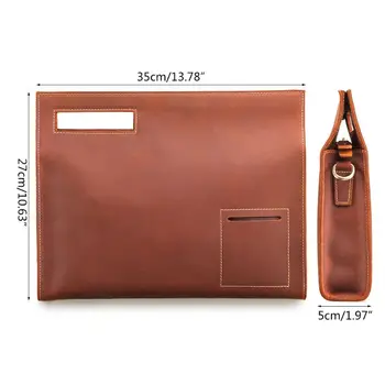 

Retro Leather Men Storage Handbag File Briefcase Messenger Bag for Laptop Phone E5BC