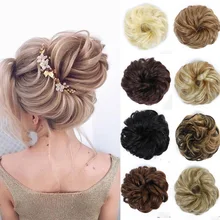 Манвэй синтетические эластичные волнистые кудрявые волосы пончик кудрявый кусок для женщин поддельные волосы черный коричневый хвосты Elasti стул булочка
