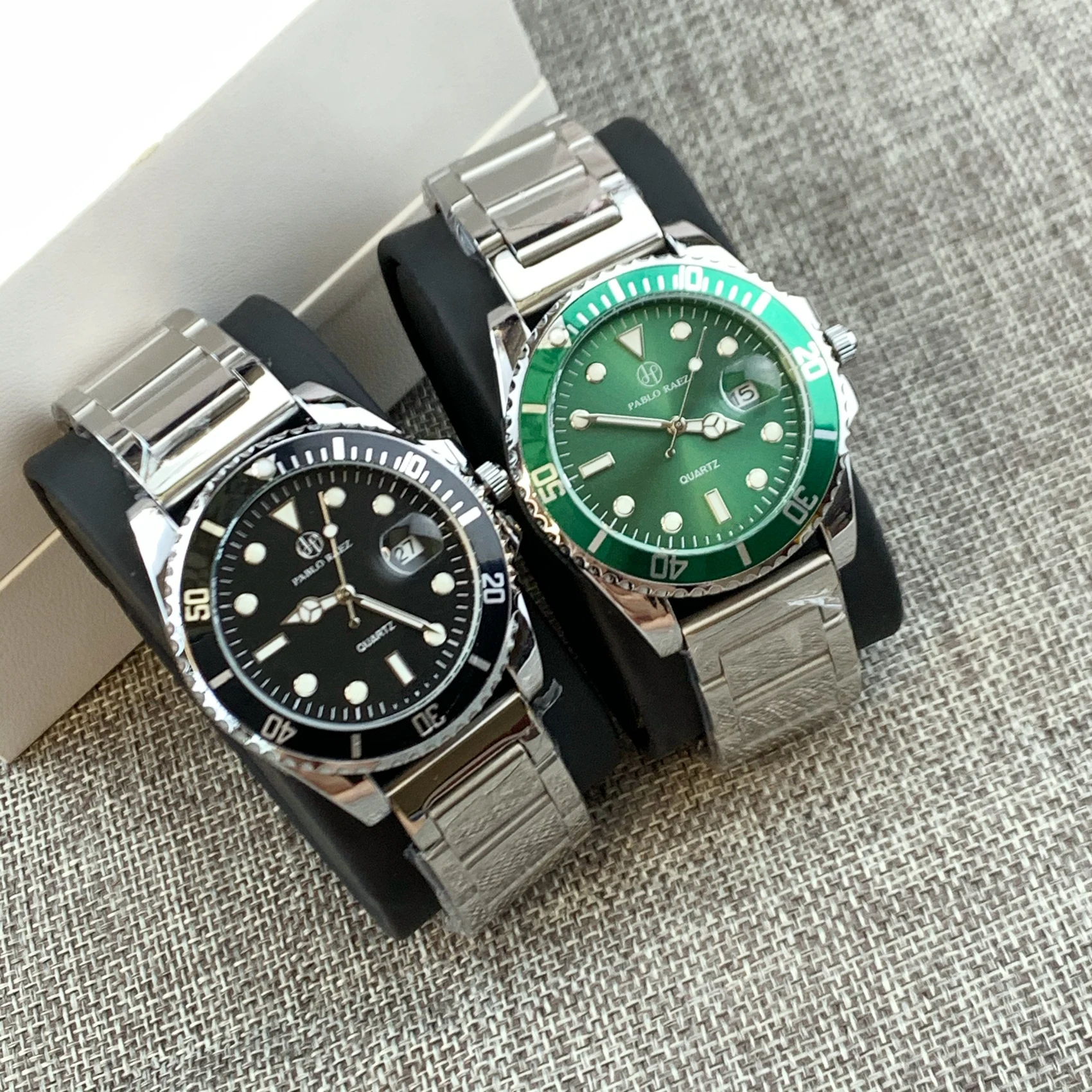 PABLO RAEZ Steel Calendar Green Watch Luminous Luxury Brand Man Fashion Clock High Quality Male Date Wristwatch Heavy Business | Наручные