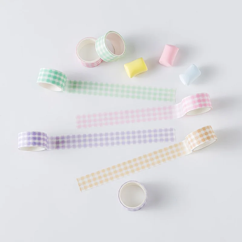 4Rolls Grid Washi Tape Set Cute Masking Tape Cinta Adhesiva Decorativa Papeleria Plakband Ins Stationery Paper Kawaii Washitape 2