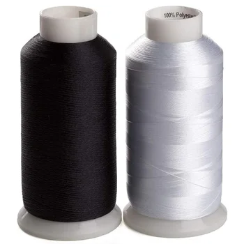 

2 Bobbin Thread for Sewing and Embroidery Machine 1 Black and 1 White 5500 Yards Each - 60WT Polyester Bobbin Fill Thread Bottom