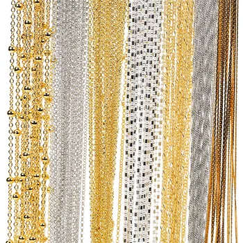 5meters Gold Silver Color Link Chains Bulk Lot 2mm Metal Iron Snake Ball Bead Necklace Chains For Diy Jewelry Making Supplies 2