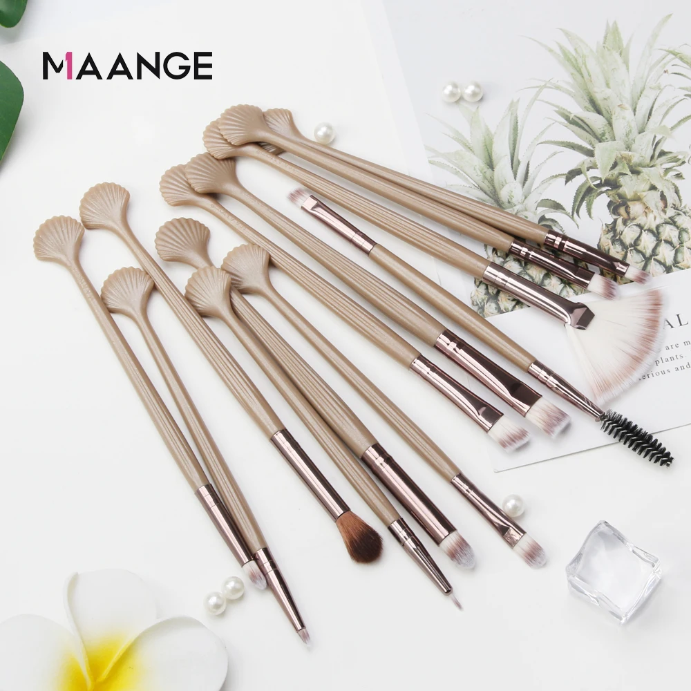 

Makeup brushes professional 12 pcs/lot Shell Makeup Brushes Set Eye Shadow Blending Eyeliner Eyelash Eyebrow Brush Without Logo