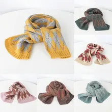 Детский вязаный шарф для мальчиков и девочек, зимний утепленный шерстяной шарф-шаль с защитой от ветра W1025