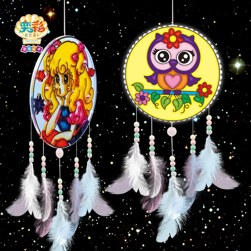 

Ecai DIY Catch Dream Wind Chime Coloured Drawing Creative Wind Chime Hanging Decoration Children Hand-made Douyin Hot Selling Dr