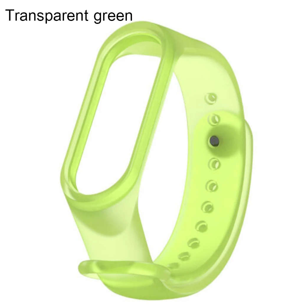 Transparent Green Xiaomi Mi ремешок 4, 3, сменный ремешок на запястье, браслеты, силиконовый ремешок для часов для Xiaomi Mi, ремешок на запястье - Цвет ремешка: Transparent Green