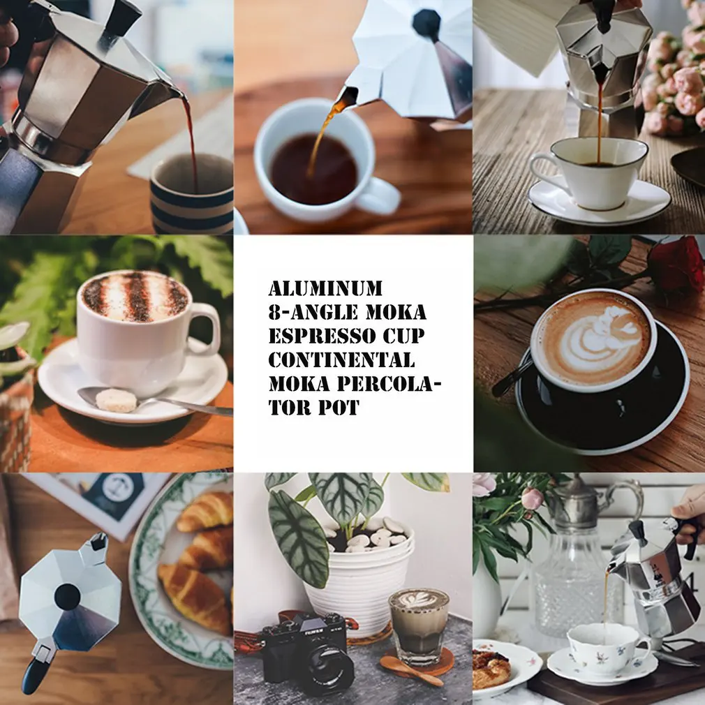 3cup/6cup алюминиевый 8-Angle Moka горшок эспрессо Плита Топ Кофеварка Moka чашка эспрессо Континентальный Moka Percolator горшок