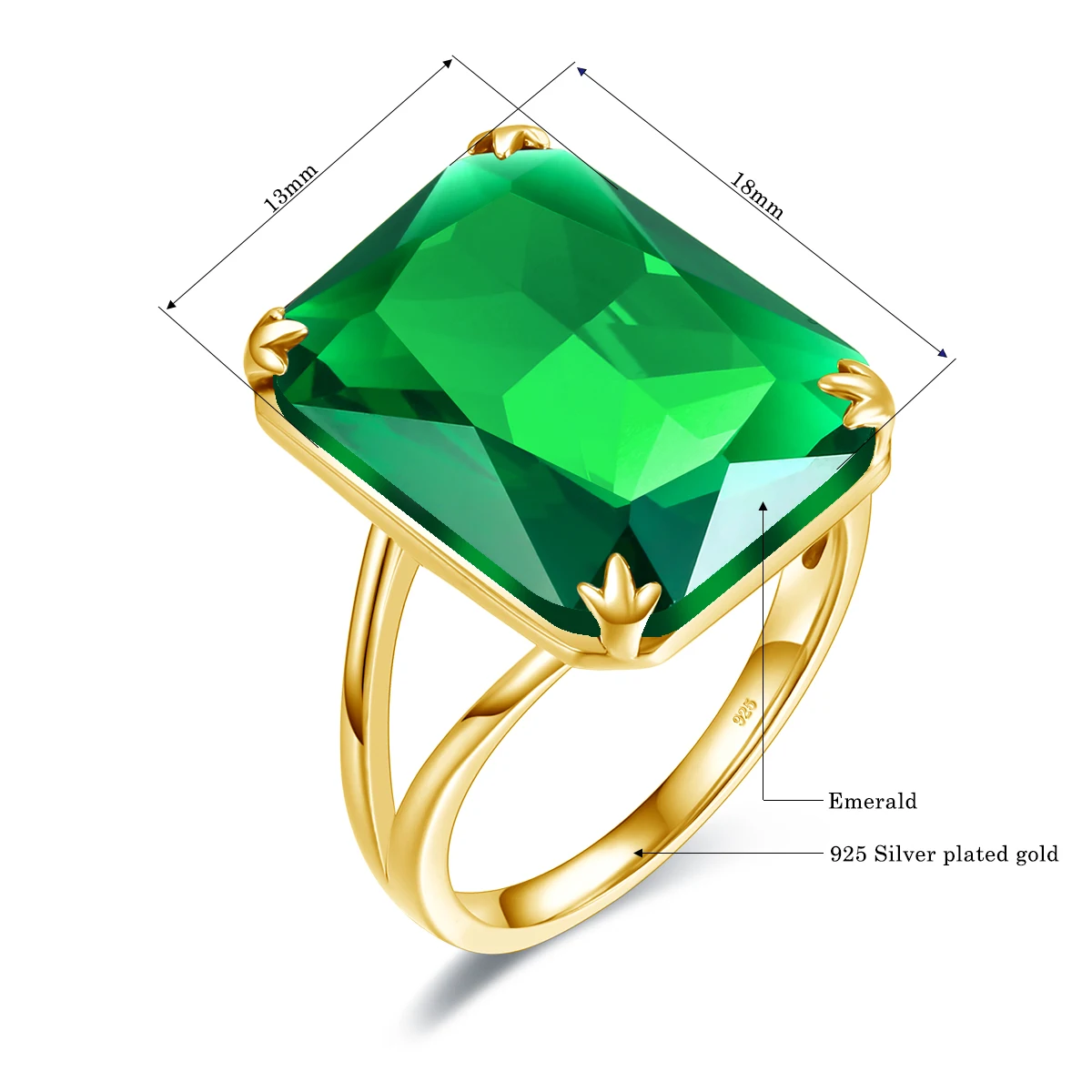 Anéis para Mulheres Szjinao Luxo Ouro Esmeralda Casamento Noivado Cocktail Anel Real 925 Prata Esterlina Jóias Finas Presente 14 k 2 Joias e Acessórios