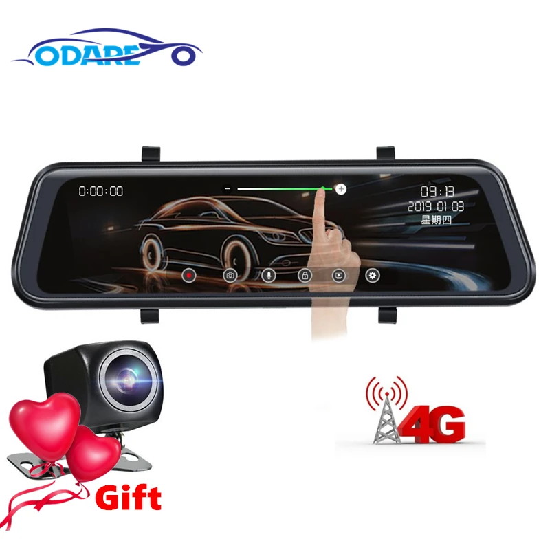 Odare 10 дюймов 4G Android зеркало заднего вида DVR 1080P Dash камера gps навигация ADAS ночное видение двойной объектив Автомобильный видеорегистратор