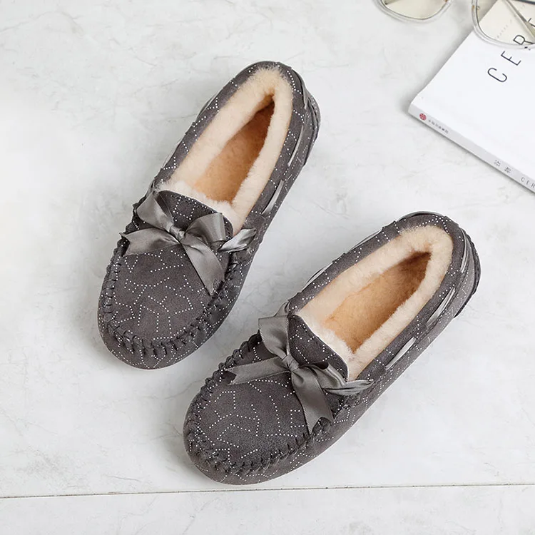 MIYAGINA Natural Fur Genuine Leather Women Flat Shoes New Fashion Women Moccasins Casual Loafers Plus Size Winter shoes