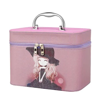 

Professional PU Leather Cosmetic Bag Large Capacity Makeup Box Travel Organizer For Cosmetics Fashion Toiletry Bags Suitcases