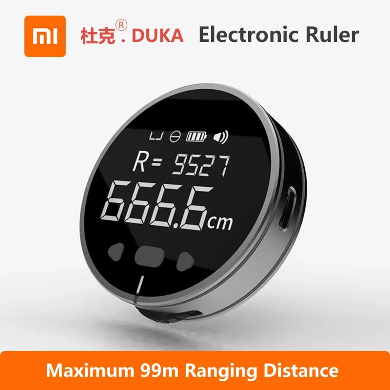 DUKA-Regla electrónica de medición de superficie curvada, pantalla LCD HD, Larga modo de reposo, recargable, XiaoQ, regla electrónica