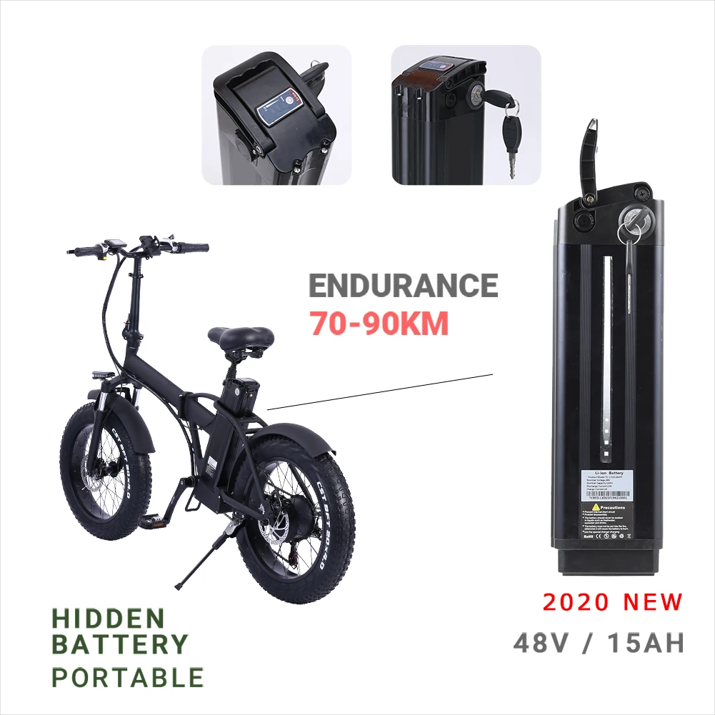 Электрический велосипед 20 дюймов eBike snowbike 48V 15AH литиевая батарея скрытый взрослый пригородный электрический
